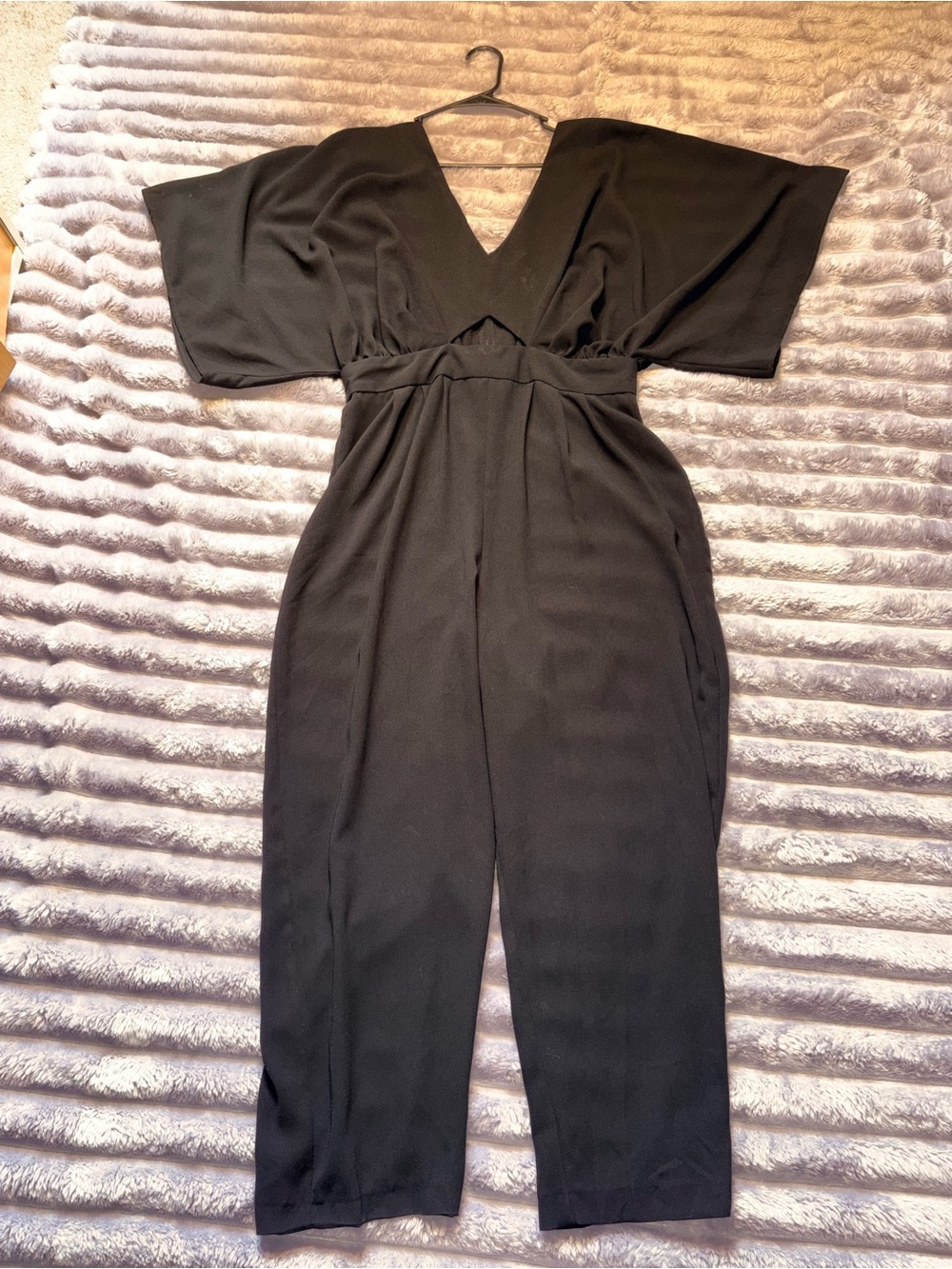 ASOS Black V-Neck Wide Sleeve Jumpsuit